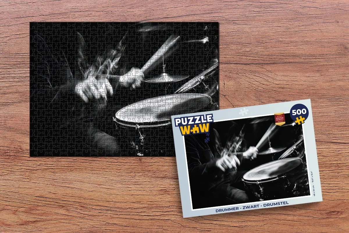 PuzzleWow Drummer Legpuzzel 500 Stuks - Zwart