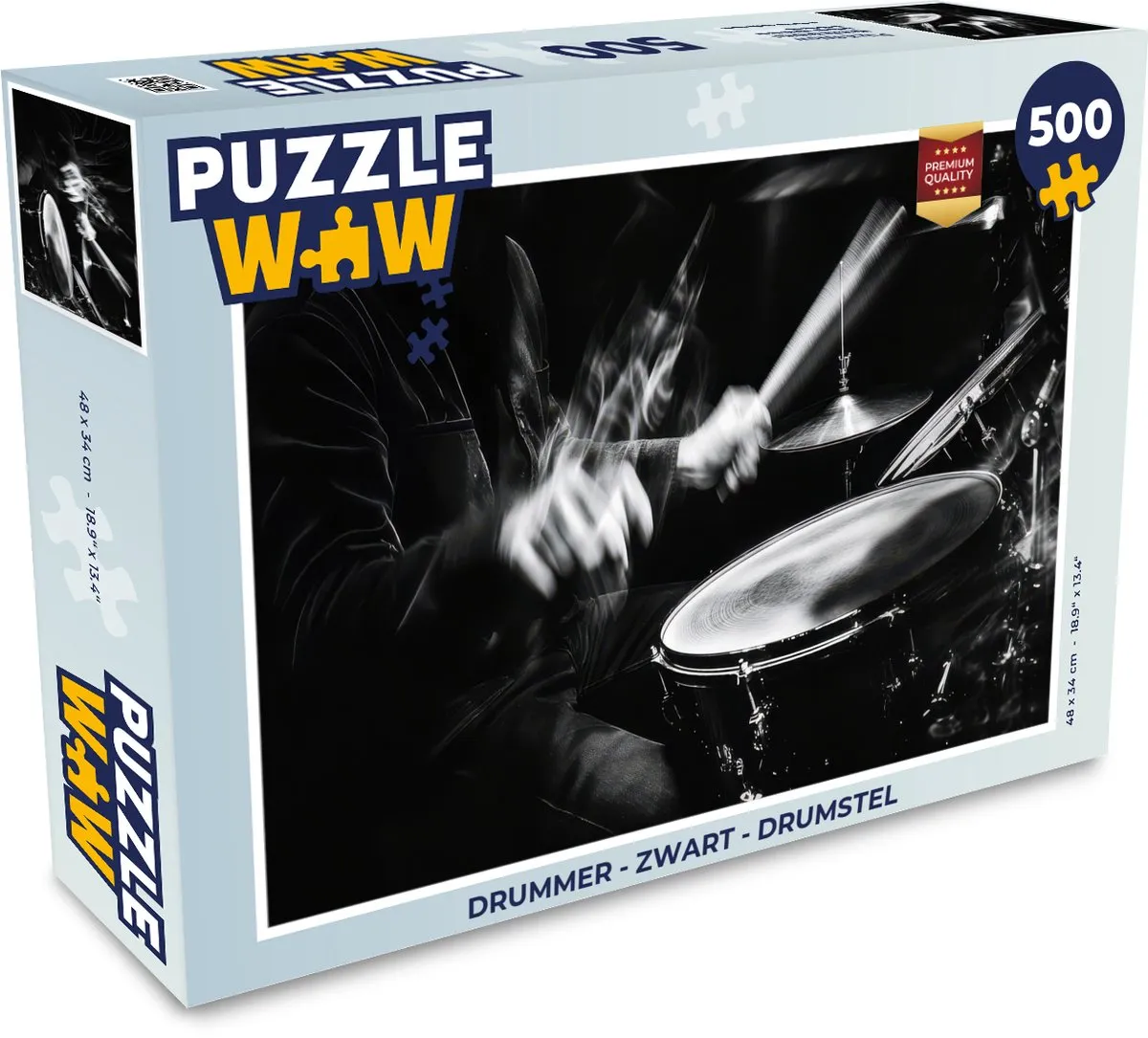 PuzzleWow Drummer Legpuzzel 500 Stuks - Zwart