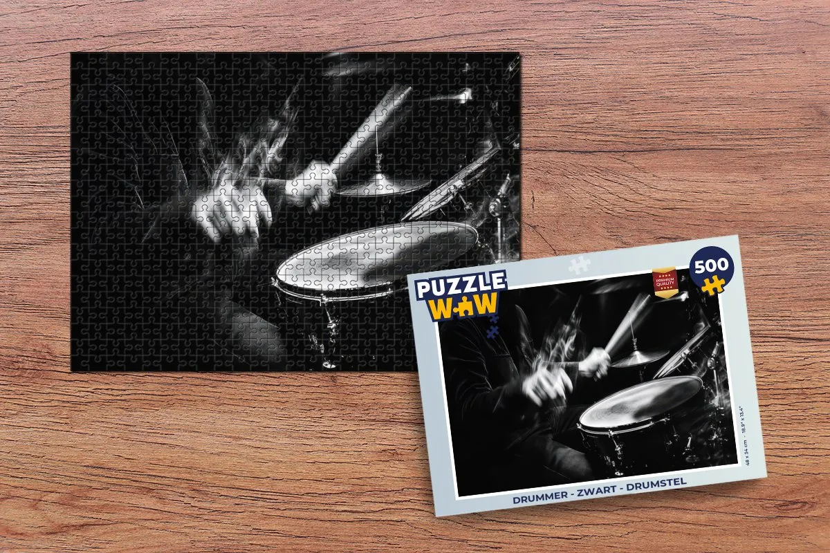 PuzzleWow Drummer Legpuzzel 500 Stuks - Zwart