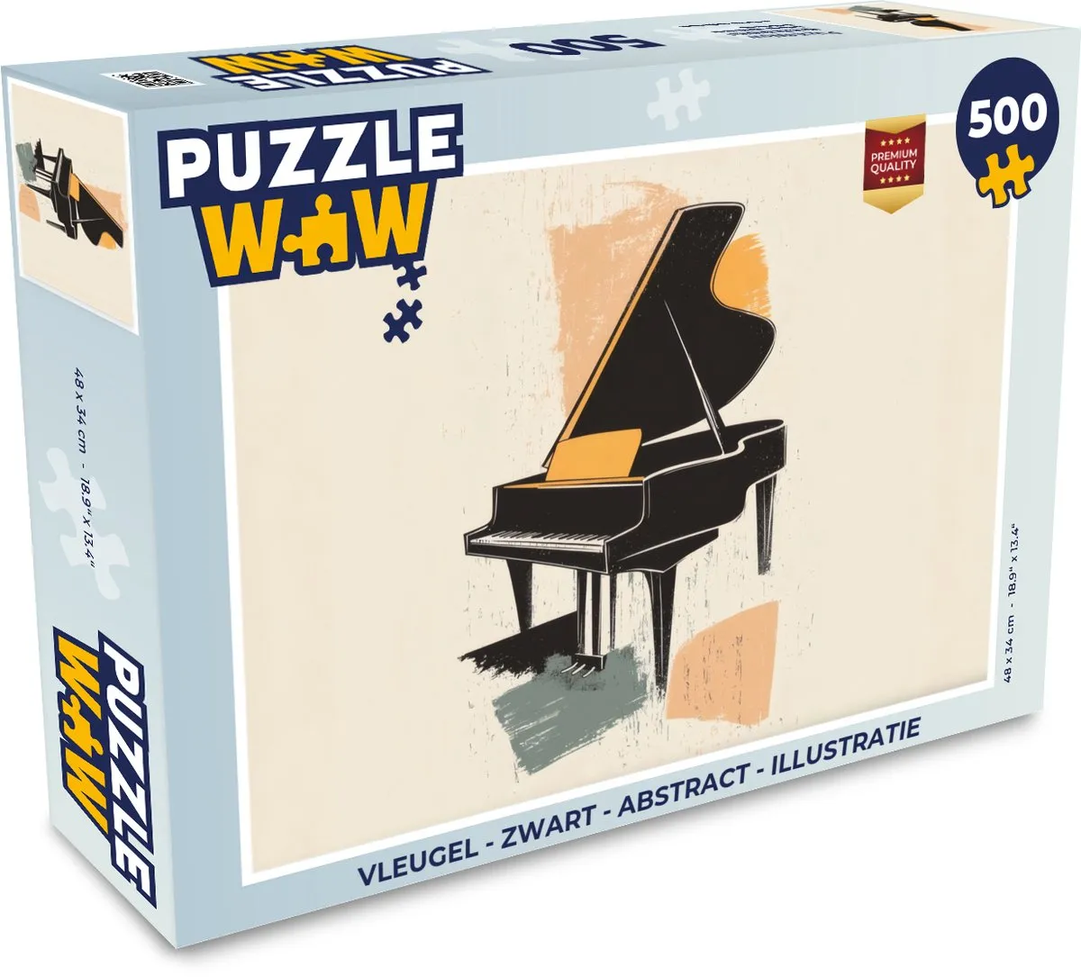 PuzzleWow Vleugel Puzzel 500 Stuks - Abstract - Zwart