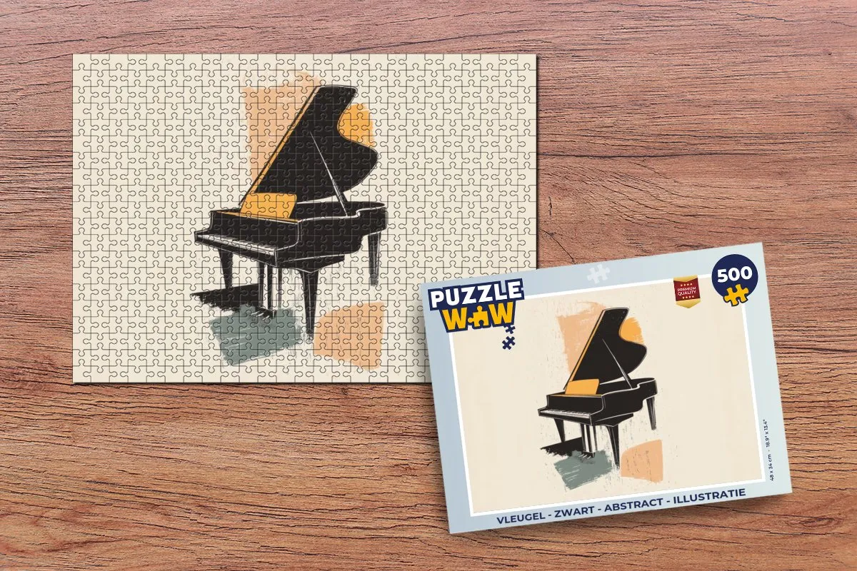 PuzzleWow Vleugel Puzzel 500 Stuks - Abstract - Zwart