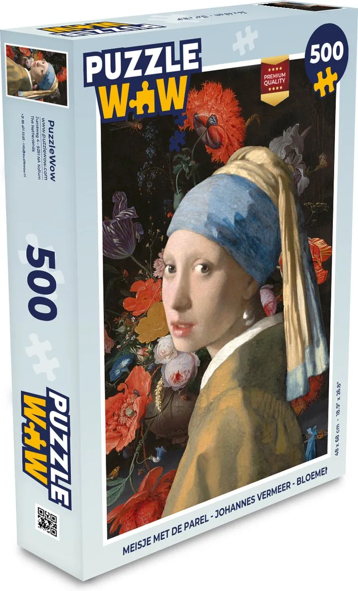 PuzzleWow Meisje met de Parel Legpuzzel 500 Stuks - Multicolor