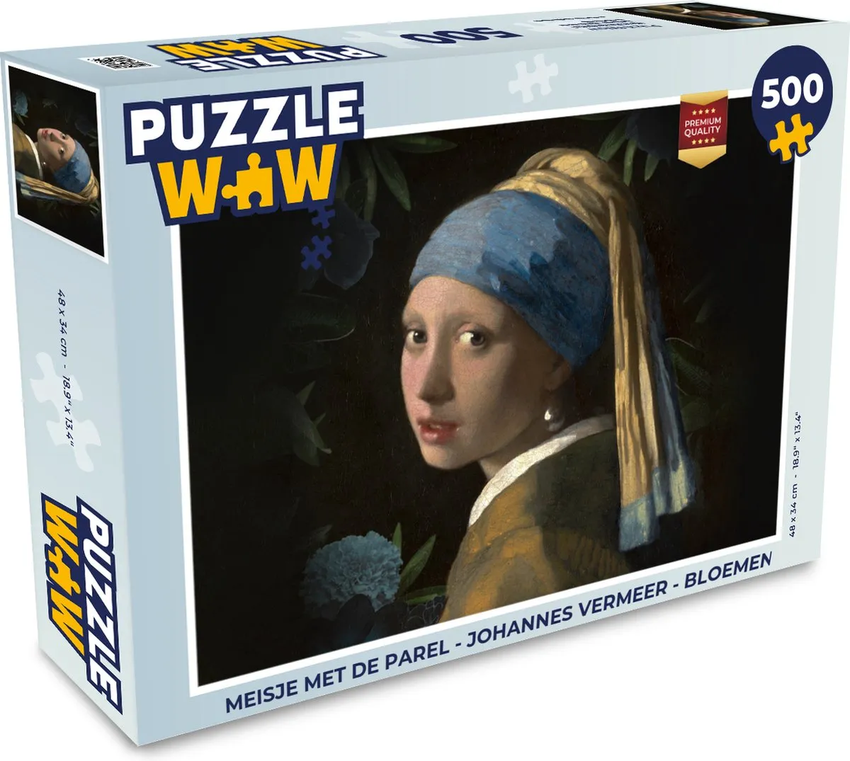 PuzzleWow Meisje met de Parel Legpuzzel 500 Stuks - Multicolor