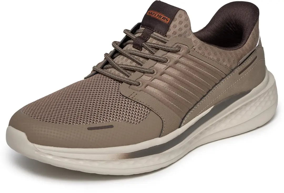 Skechers Heren Slade Luther Slip Ins Sneakers Relaxed Fit Dark Taupe