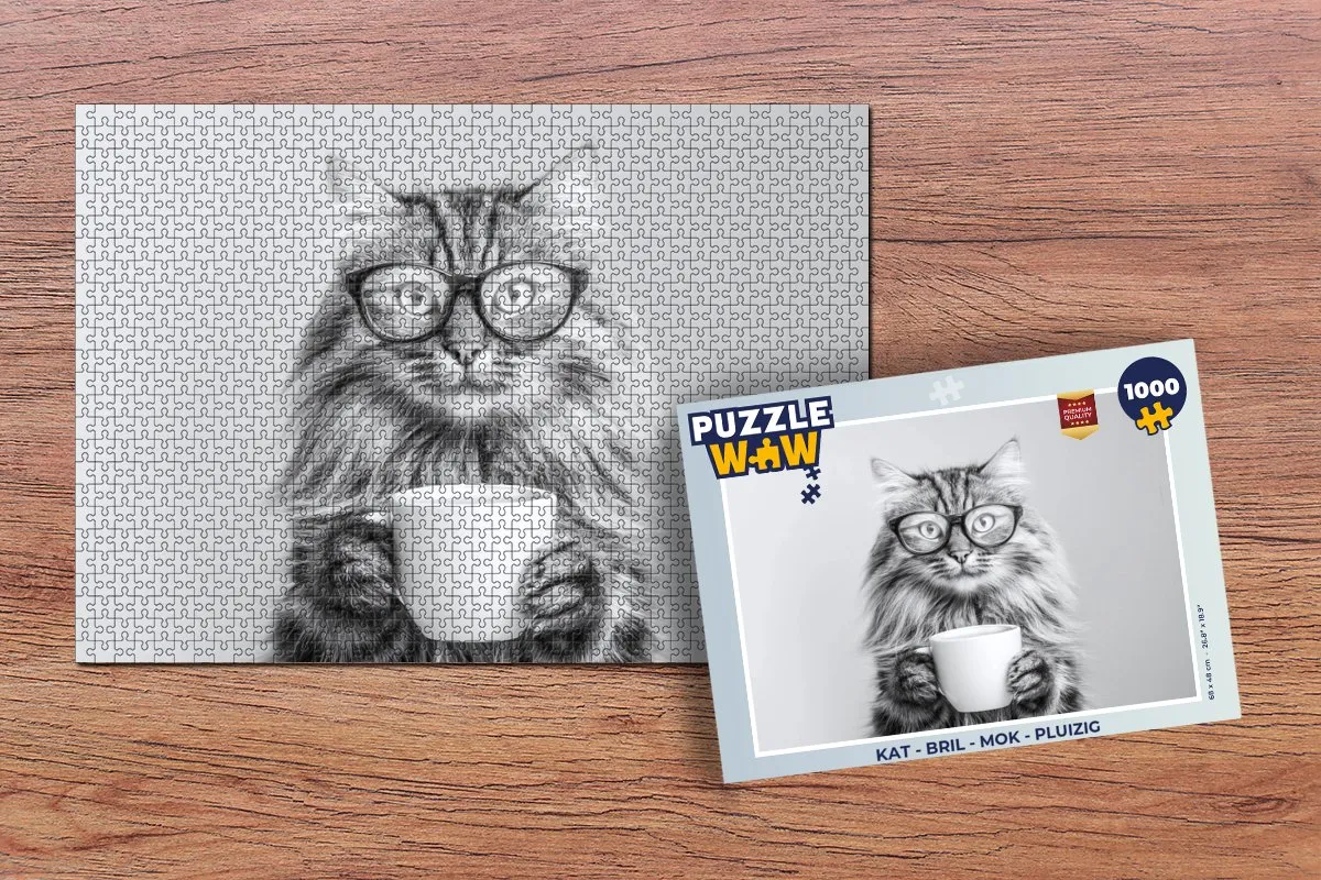 PuzzleWow Legpuzzel 1000 Stuks - Kat & Mok