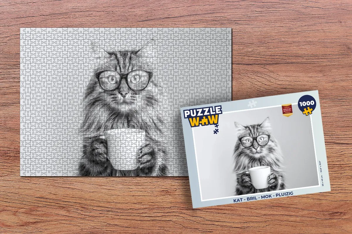 PuzzleWow Legpuzzel 1000 Stuks - Kat & Mok