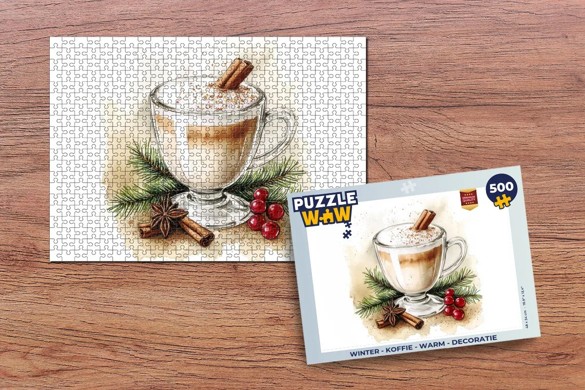 PuzzleWow Winter Koffie Legpuzzel 500 Stuks - 8721169407869