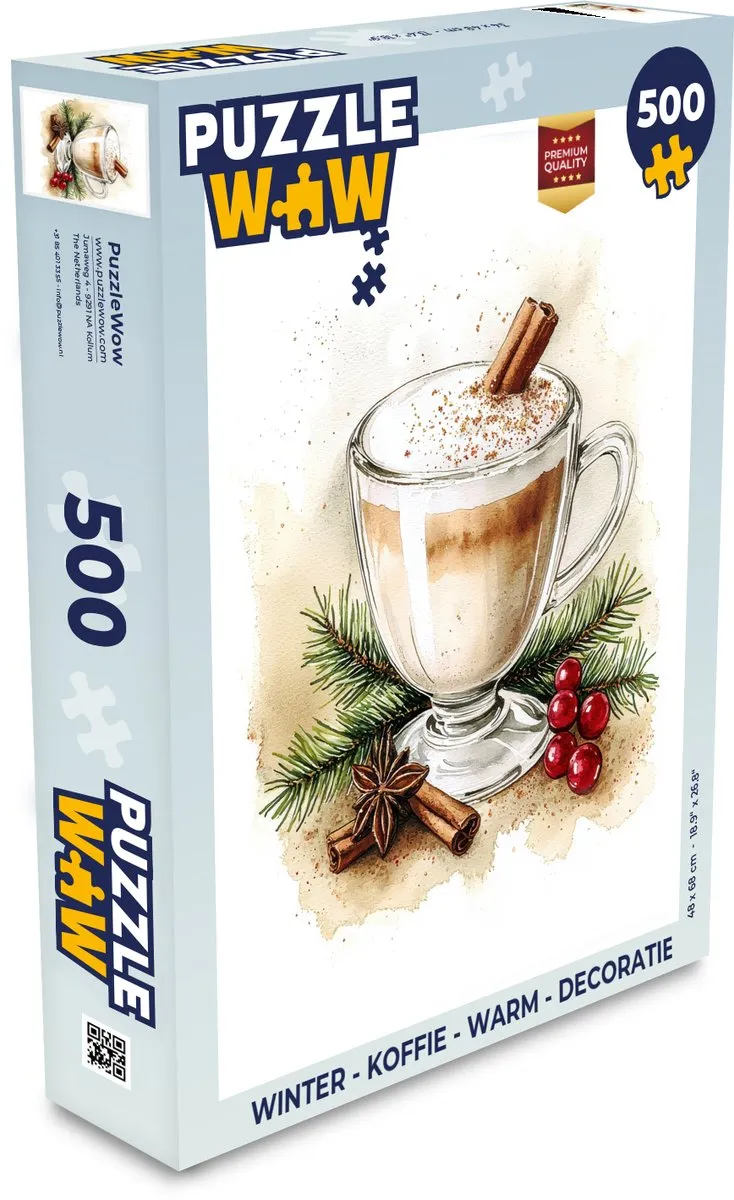 PuzzleWow Winter Koffie Legpuzzel 500 Stuks - 8721169407869