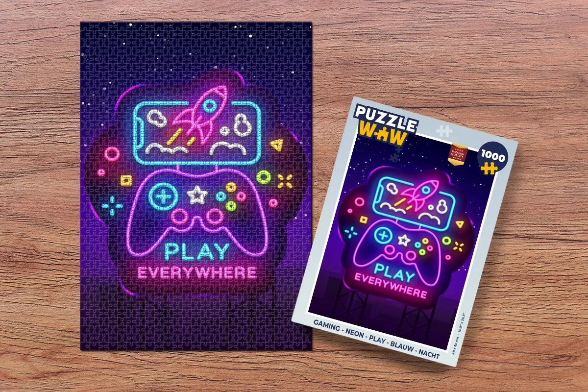 PuzzleWow Neon Play Controller Legpuzzel 1000 Stuks - Multicolor