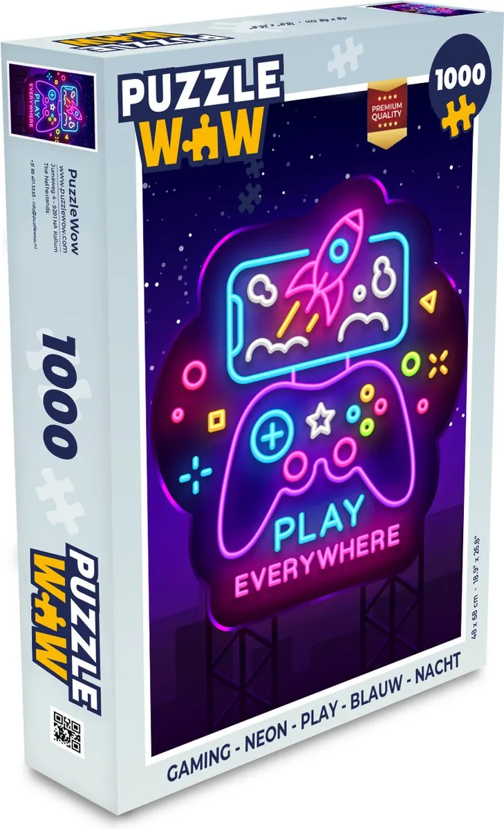 PuzzleWow Neon Play Controller Legpuzzel 1000 Stuks - Multicolor