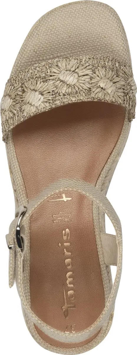 Tamaris Raffia Sandalen beige Textiel - Dames - Maat 42 - afbeelding 4 van 6
