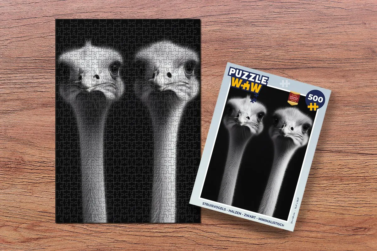 PuzzleWow Struisvogels Legpuzzel 500 Stuks - Zwart
