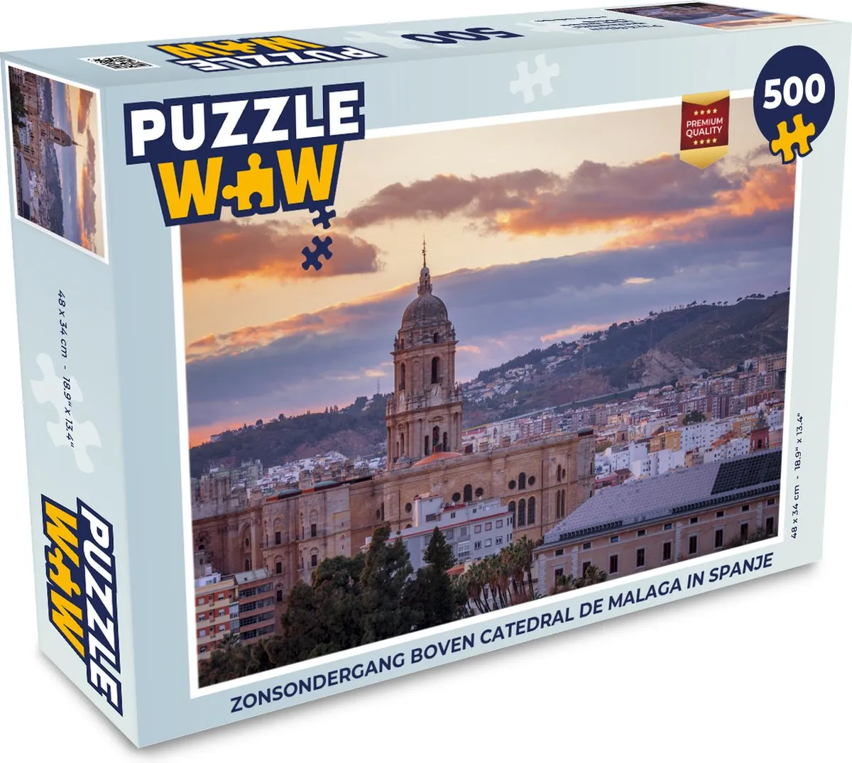 PuzzleWow Legpuzzel Zonsondergang Catedral de Málaga 500 Stuks - Multicolor