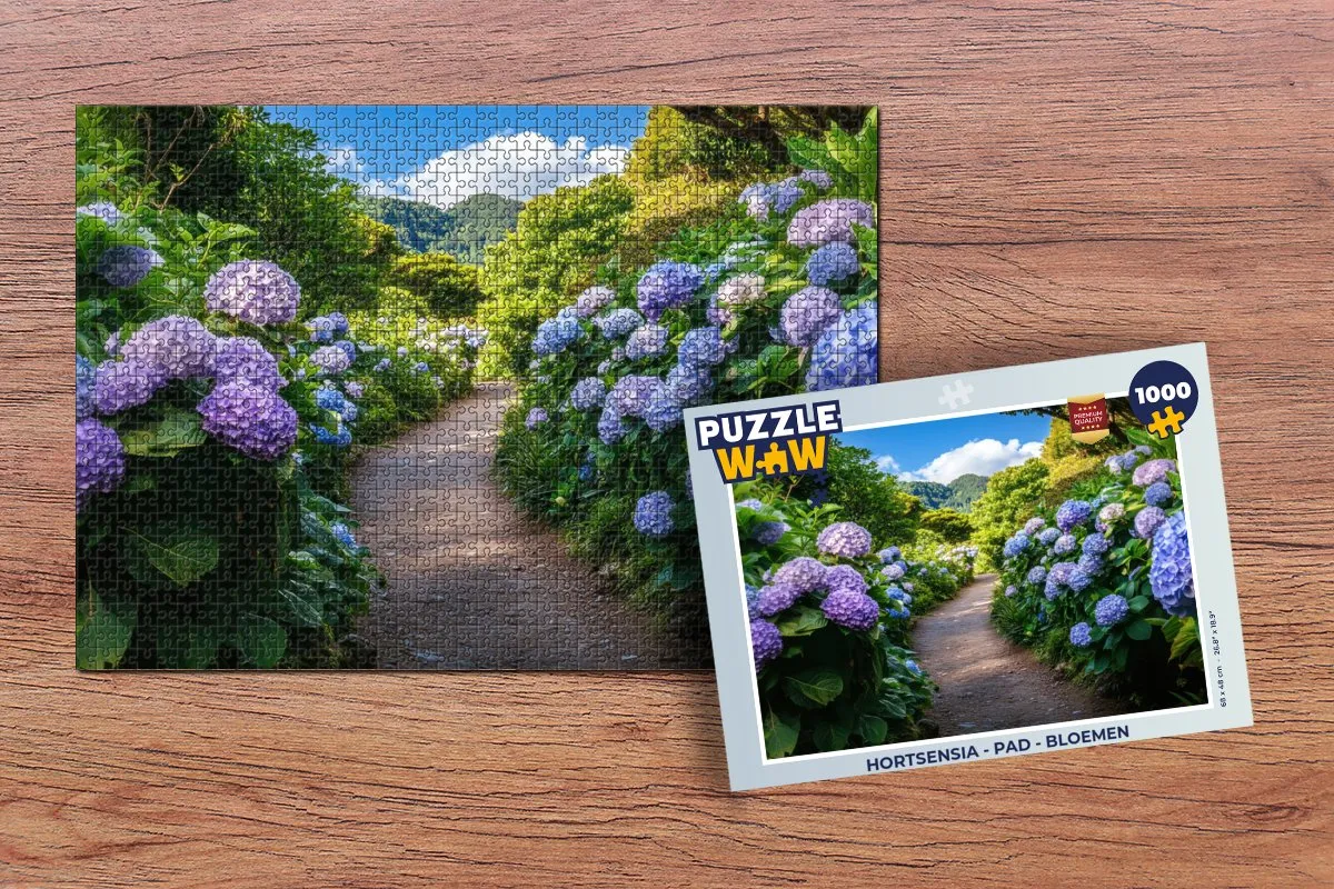 PuzzleWow Hortensia Pad Legpuzzel 1000 Stuks