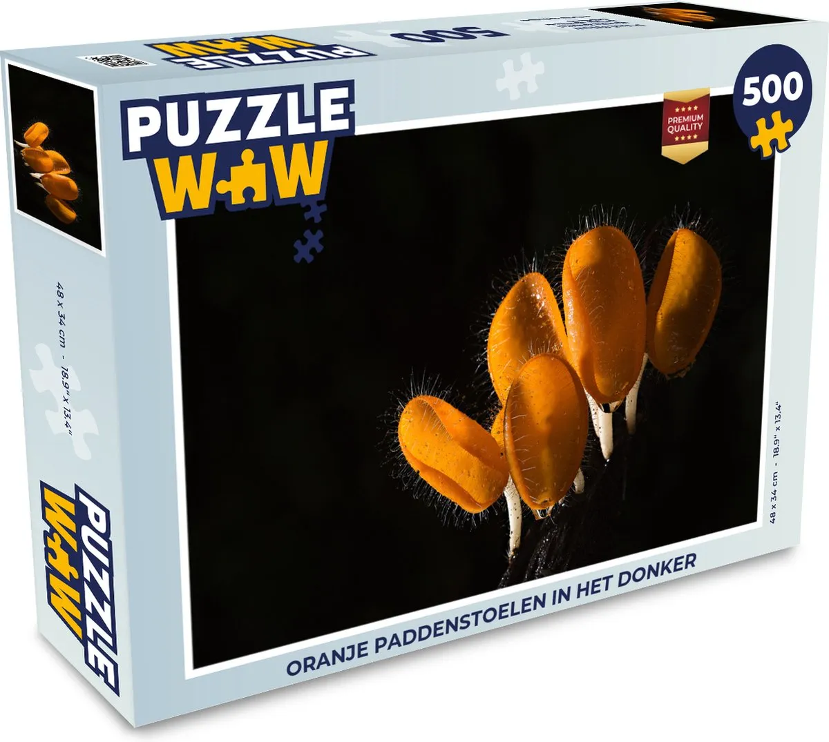 PuzzleWow Legpuzzel Oranje paddenstoelen in het donker 500 Stuks - Multicolor