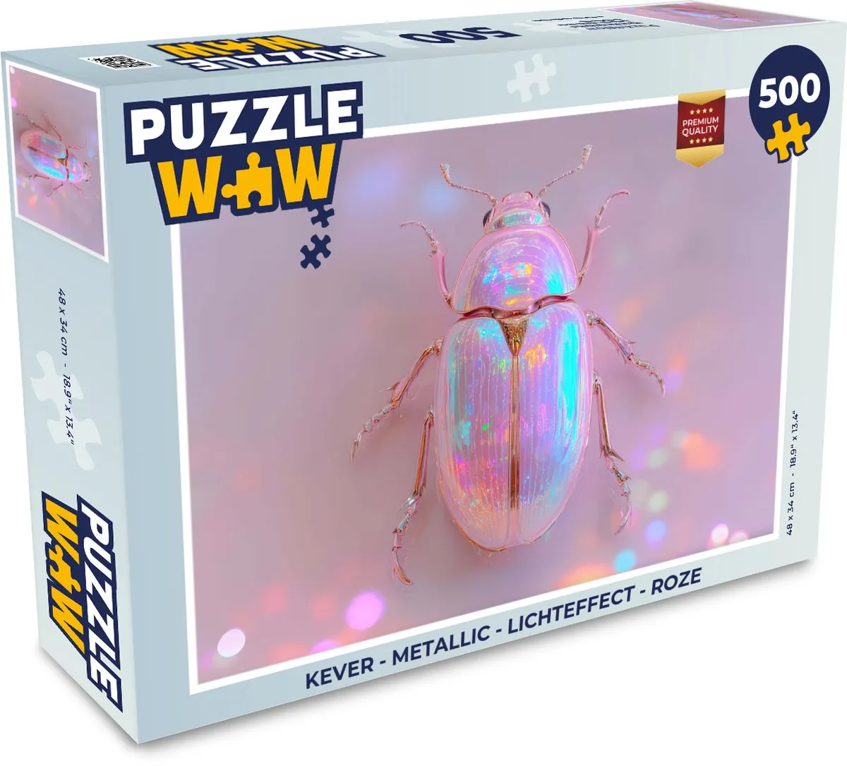 PuzzleWow Kever Metallic Legpuzzel 500 Stuks - Roze