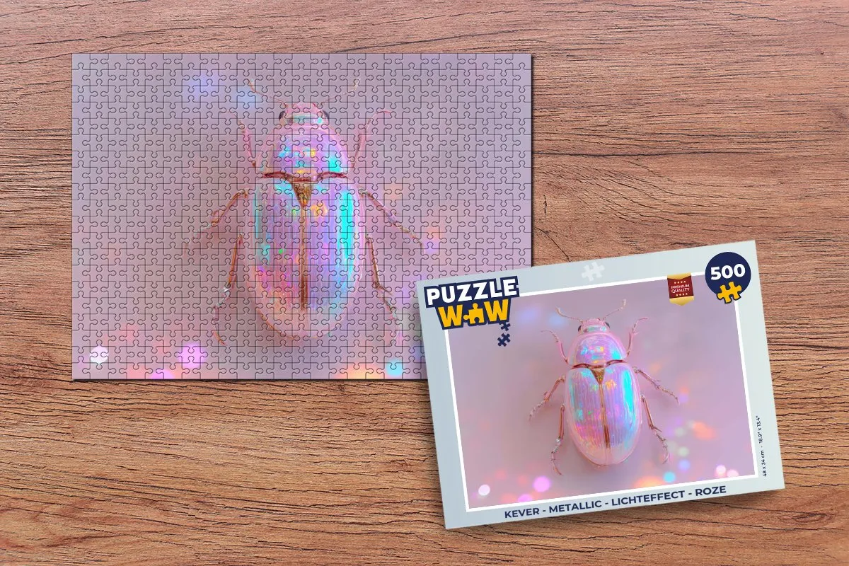 PuzzleWow Kever Metallic Legpuzzel 500 Stuks - Roze