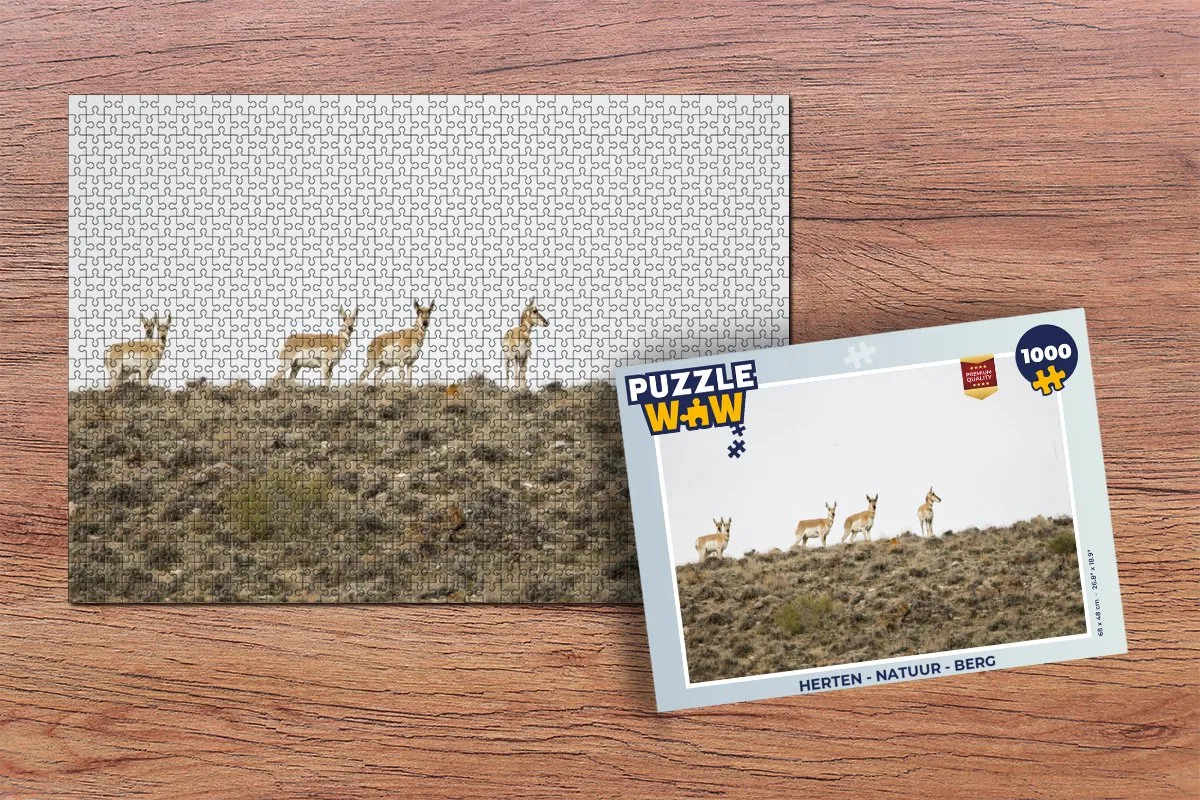 PuzzleWow Herten Natuur Berg Legpuzzel 1000 Stuks - Multicolor