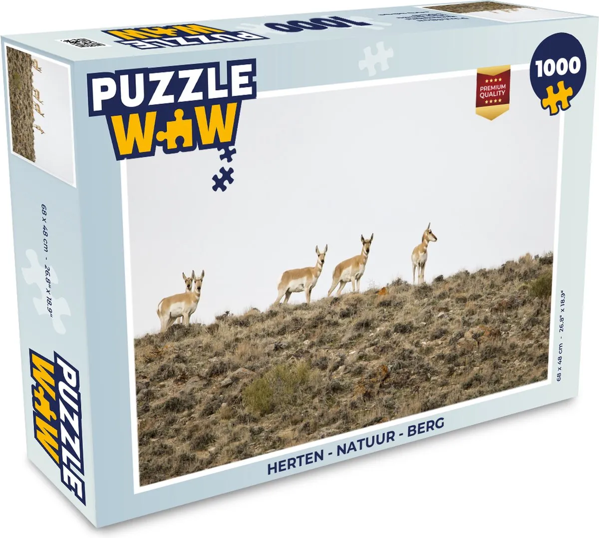 PuzzleWow Herten Natuur Berg Legpuzzel 1000 Stuks - Multicolor