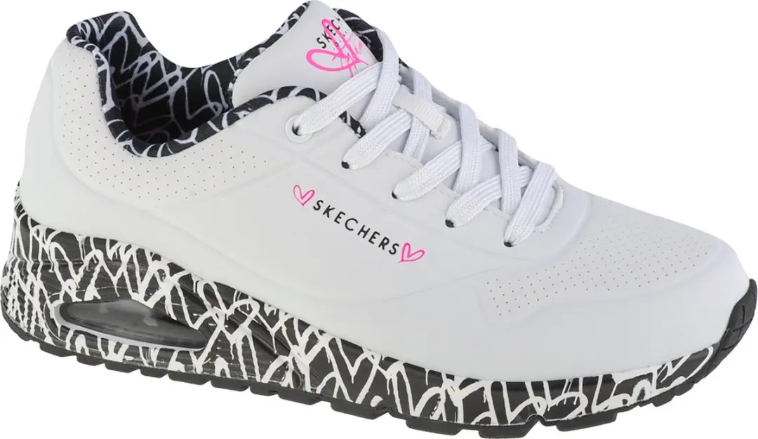 Skechers Uno-Loving Love 155506-WBK, Vrouwen, Wit, Sneakers, maat: 35,5