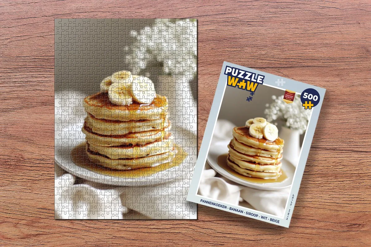 PuzzleWow Pannenkoeken Puzzel 500 Stuks - Beige