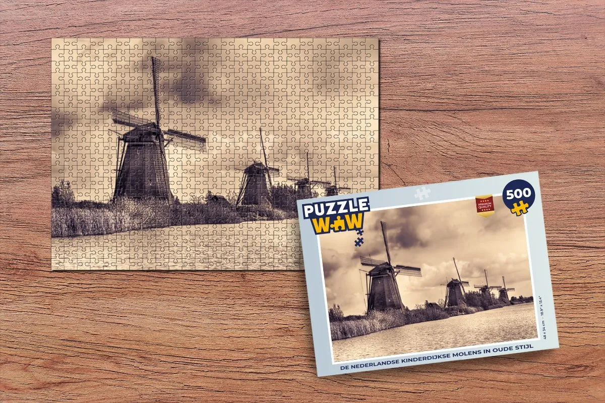 PuzzleWow Molens Water Nederland Legpuzzel 500 Stuks - Multicolor