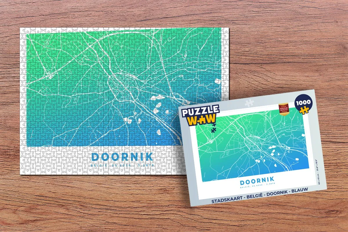 PuzzleWow Stadskaart België Doornik Legpuzzel 1000 Stuks - Multicolor