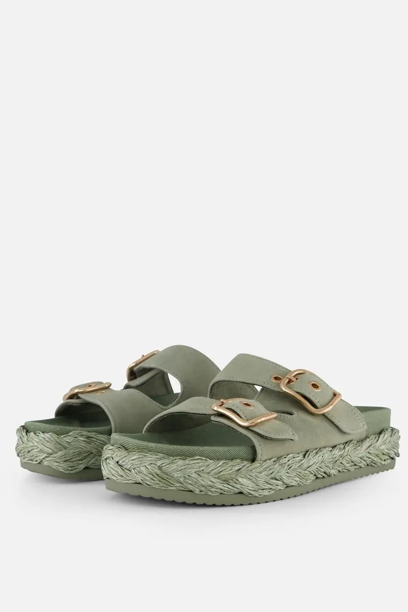 Tamaris Slippers groen Leer