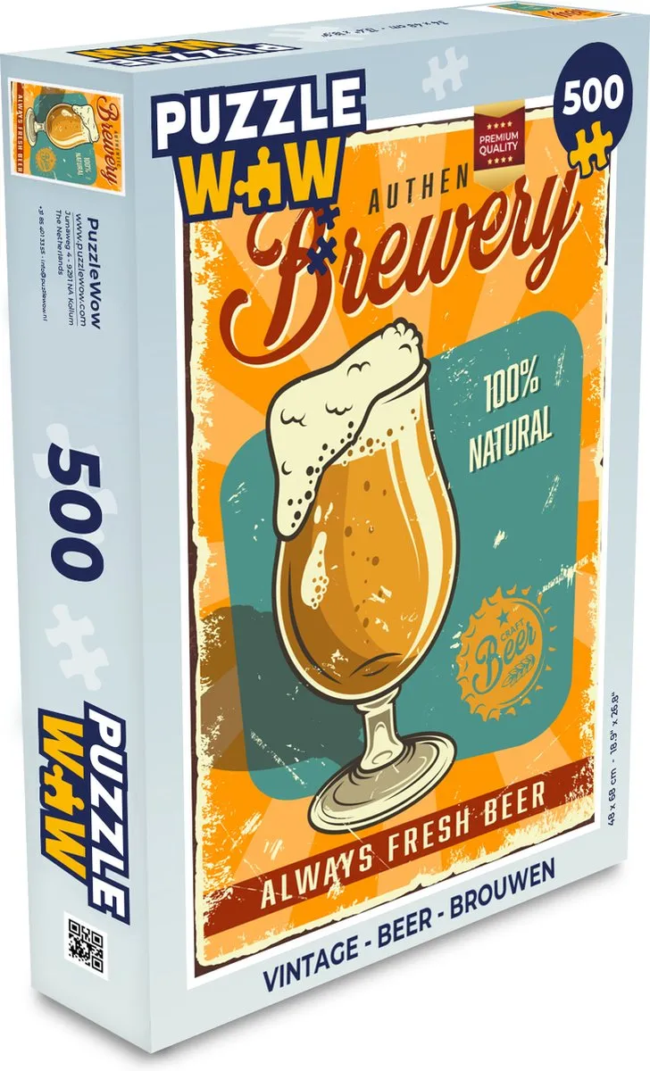 PuzzleWow Legpuzzel 500 Stuks - Authentic Brewery - Multicolor