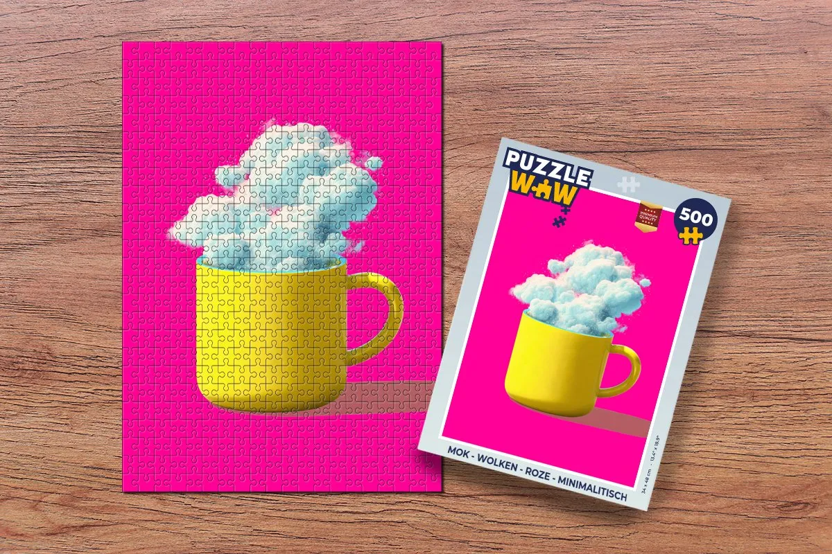 PuzzleWow Mok Wolken Legpuzzel 500 Stuks - Roze