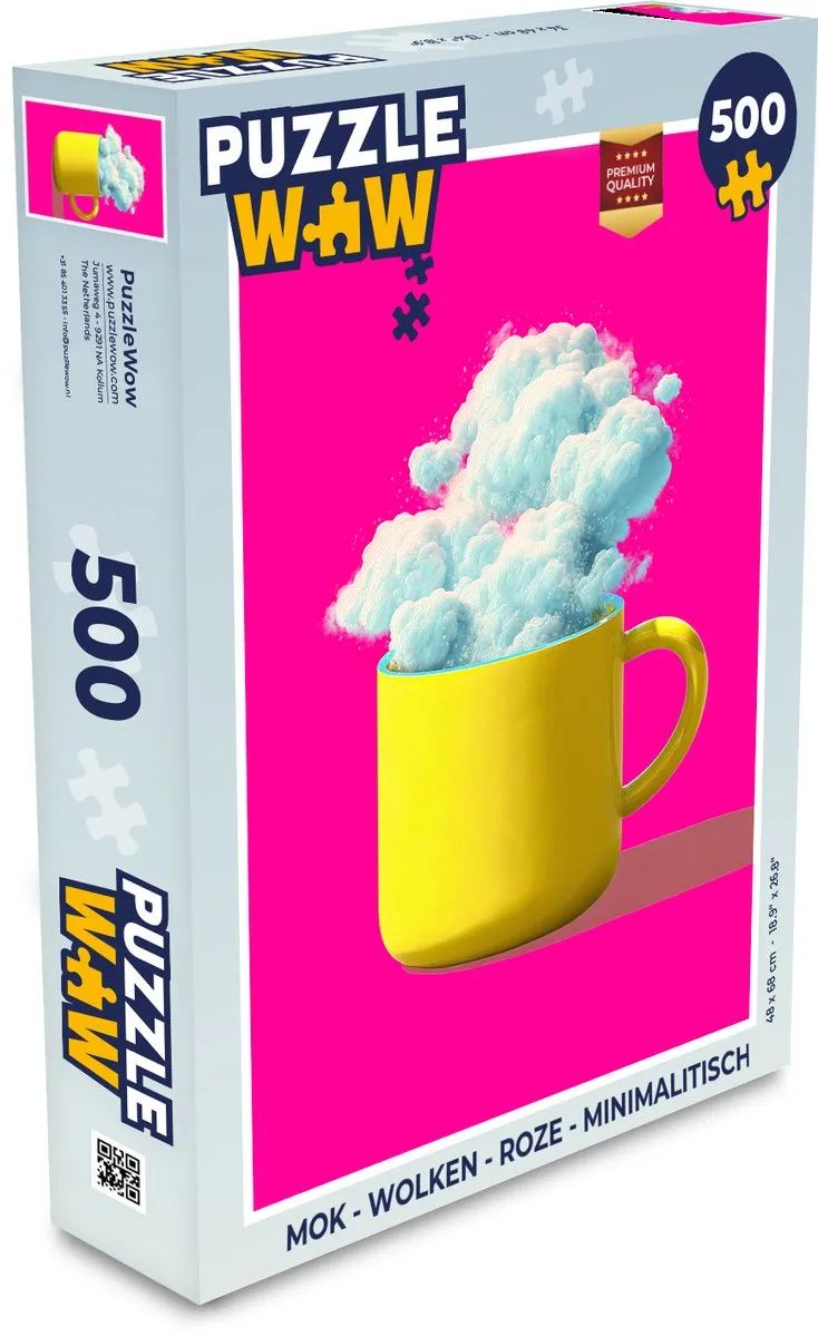 PuzzleWow Mok Wolken Legpuzzel 500 Stuks - Roze