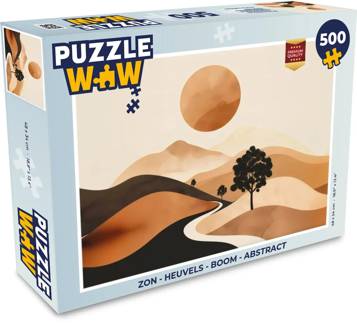 PuzzleWow Abstract Legpuzzel 500 Stuks - Zon/Heuvels/Bomen