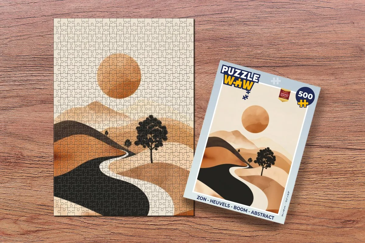 PuzzleWow Abstract Legpuzzel 500 Stuks - Zon/Heuvels/Bomen