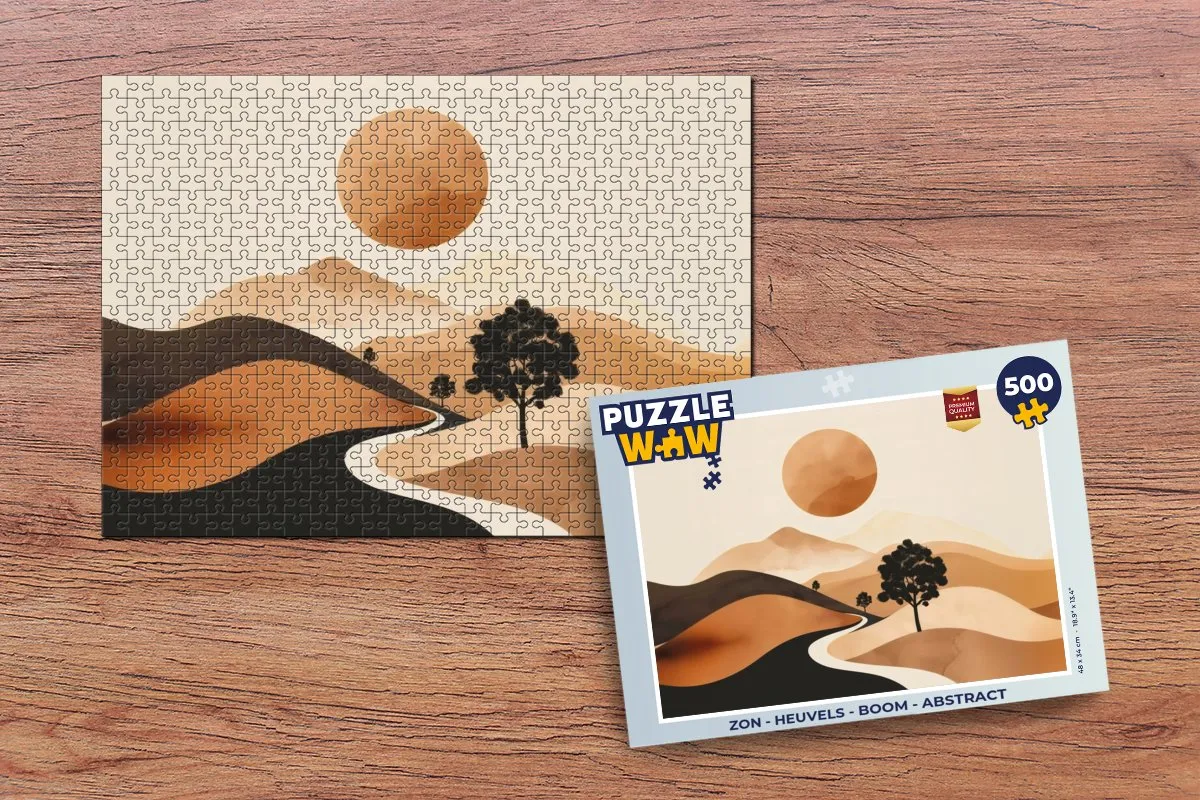 PuzzleWow Abstract Legpuzzel 500 Stuks - Zon/Heuvels/Bomen