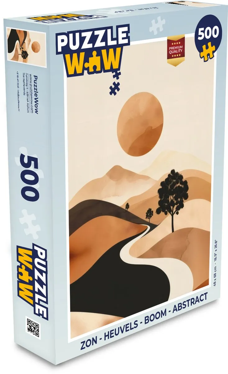 PuzzleWow Abstract Legpuzzel 500 Stuks - Zon/Heuvels/Bomen