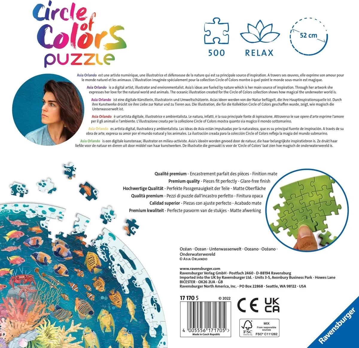 Ravensburger Round Puzzle Circle of Colors 500 Stuks - Multicolor