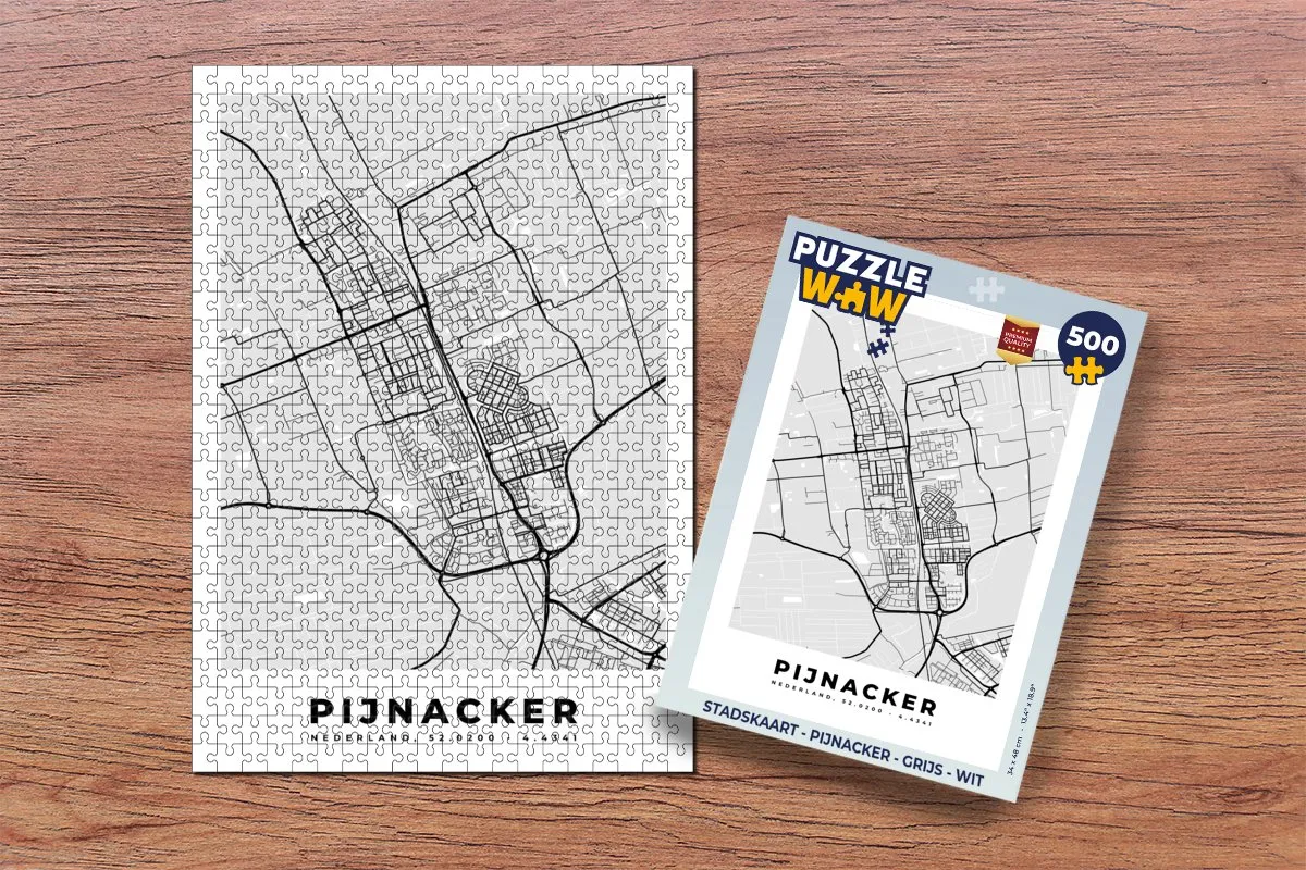 PuzzleWow Stadskaart Pijnacker Legpuzzel 500 Stuks - Multicolor