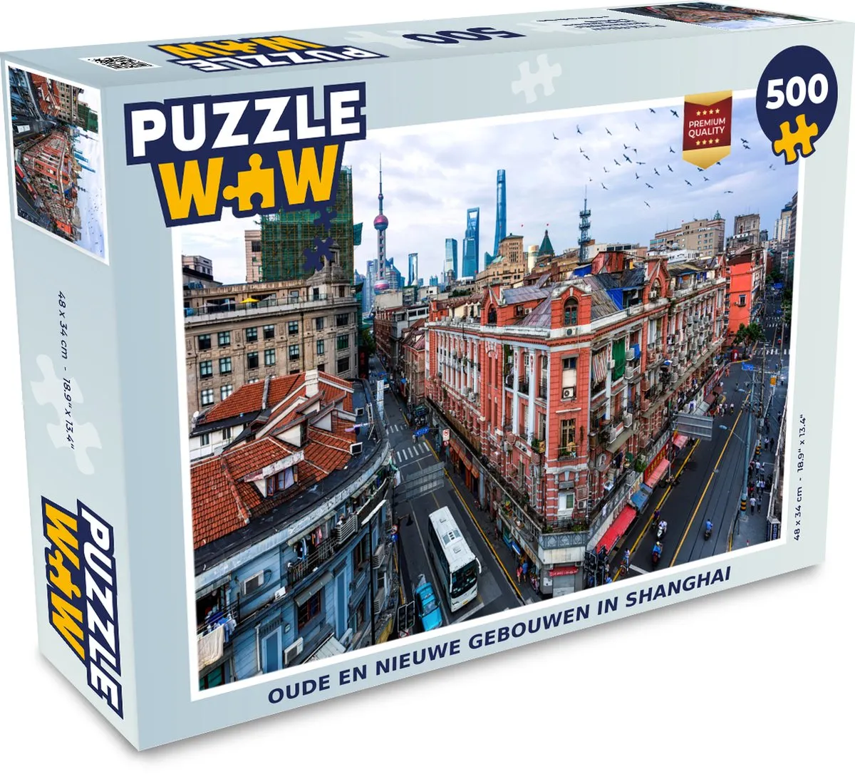 PuzzleWow Shanghai Gebouwen Legpuzzel 500 Stuks - Multicolor