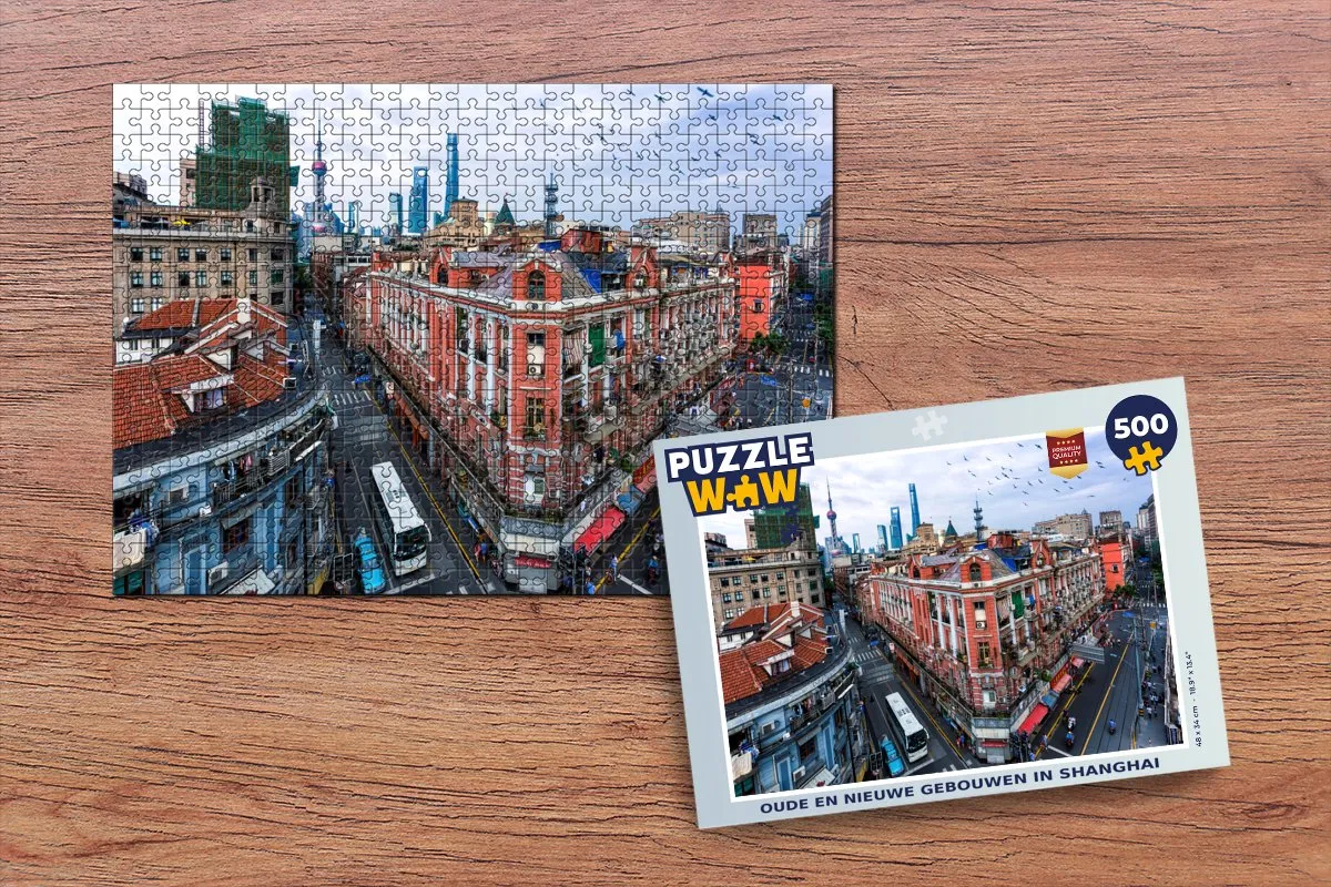 PuzzleWow Shanghai Gebouwen Legpuzzel 500 Stuks - Multicolor