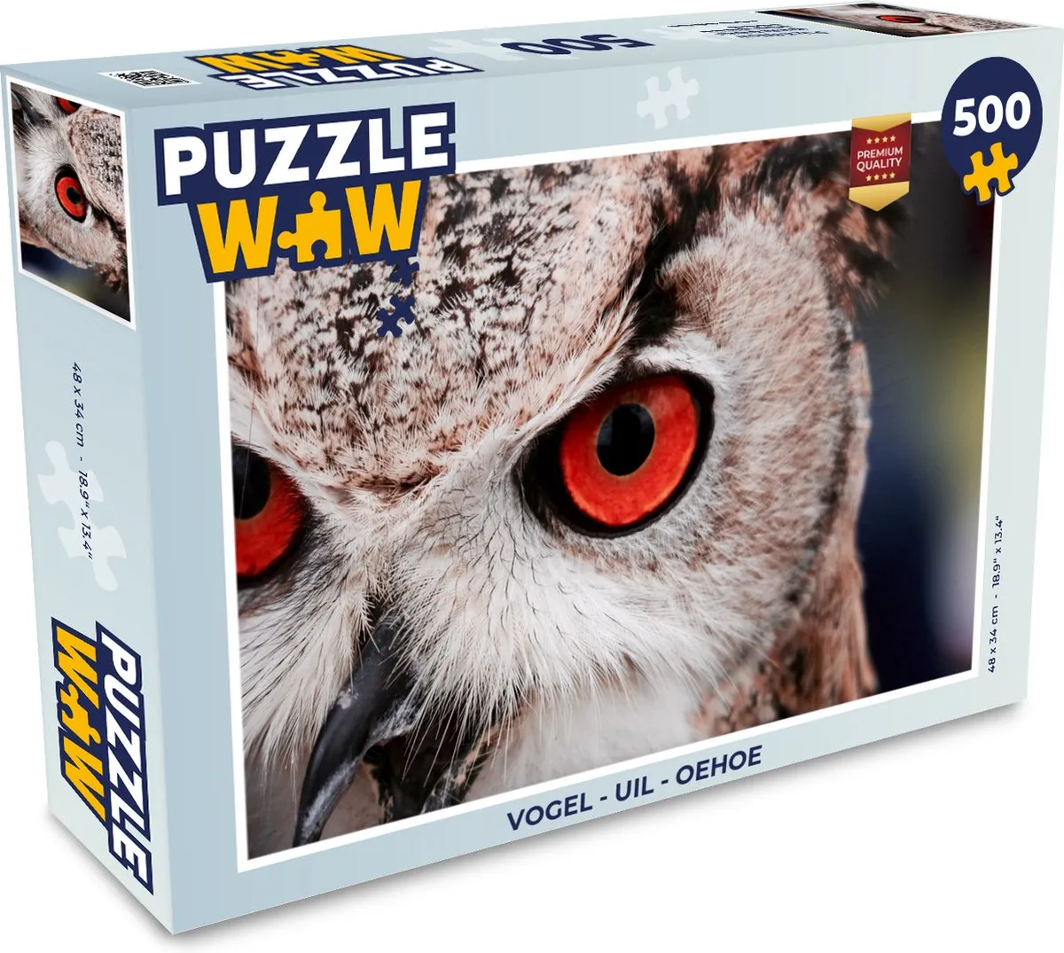 PuzzleWow Uil Oehoe Legpuzzel 500 Stuks - Multicolor