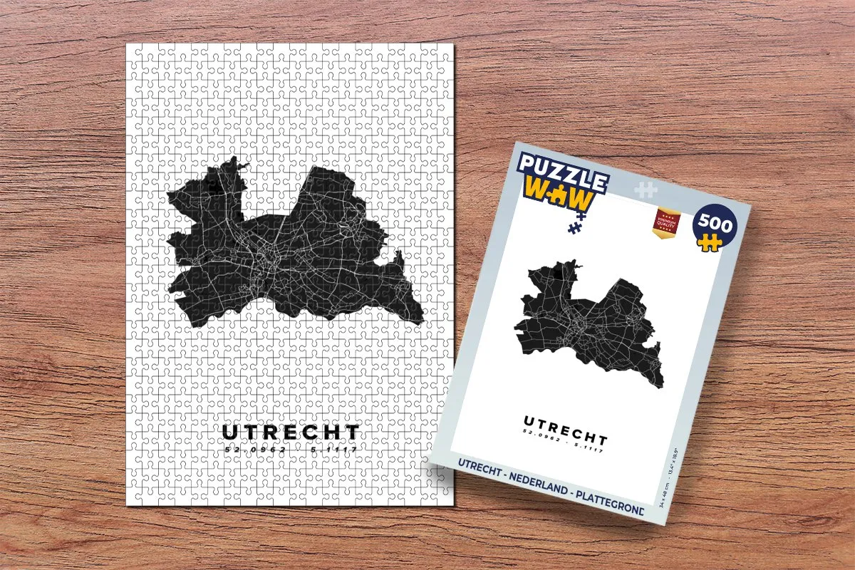 PuzzleWow Utrecht Legpuzzel 500 Stuks - Stadskaart Multicolor