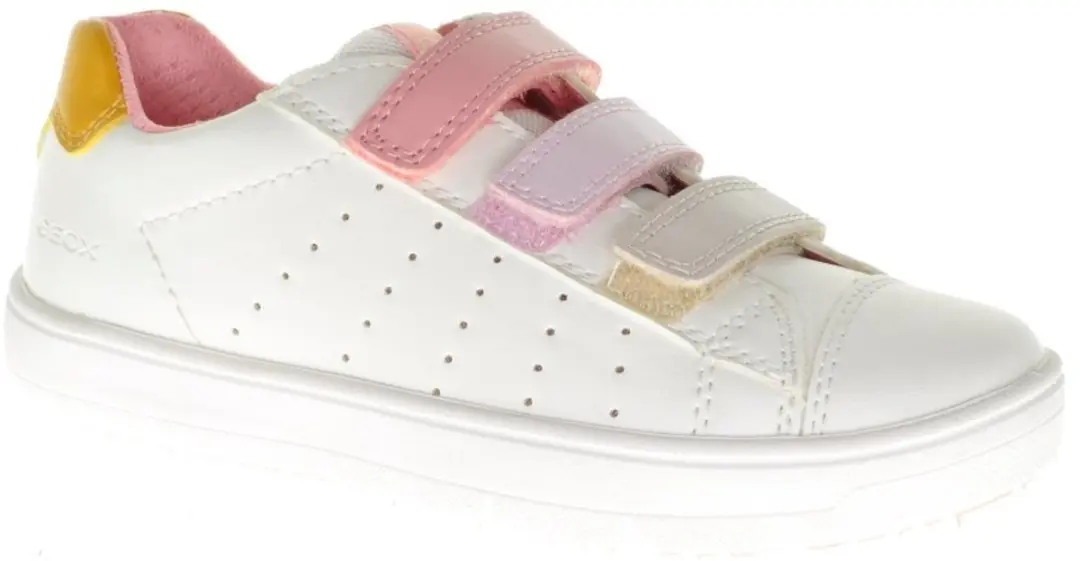 Geox Silinex Witte Lederen Sneaker Meisjes Regenboog Velcro maat 31