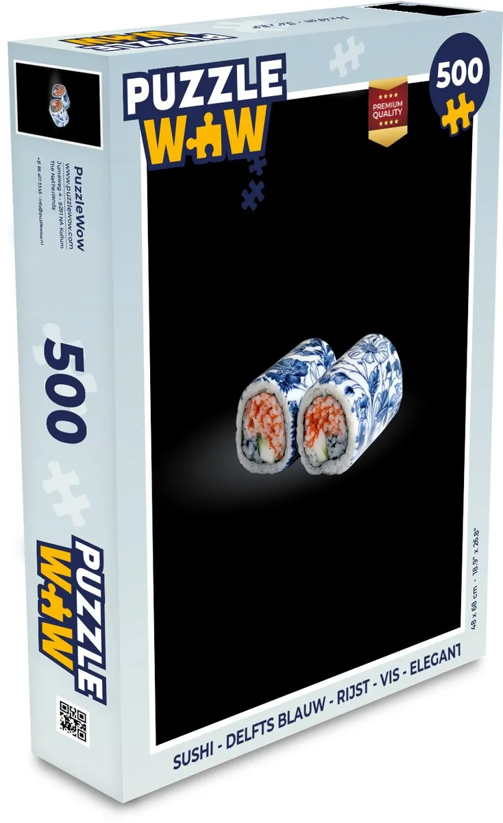 PuzzleWow Sushi Legpuzzel 500 Stuks - Delftsblauw