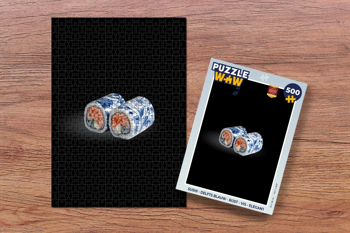 PuzzleWow Sushi Legpuzzel 500 Stuks - Delftsblauw