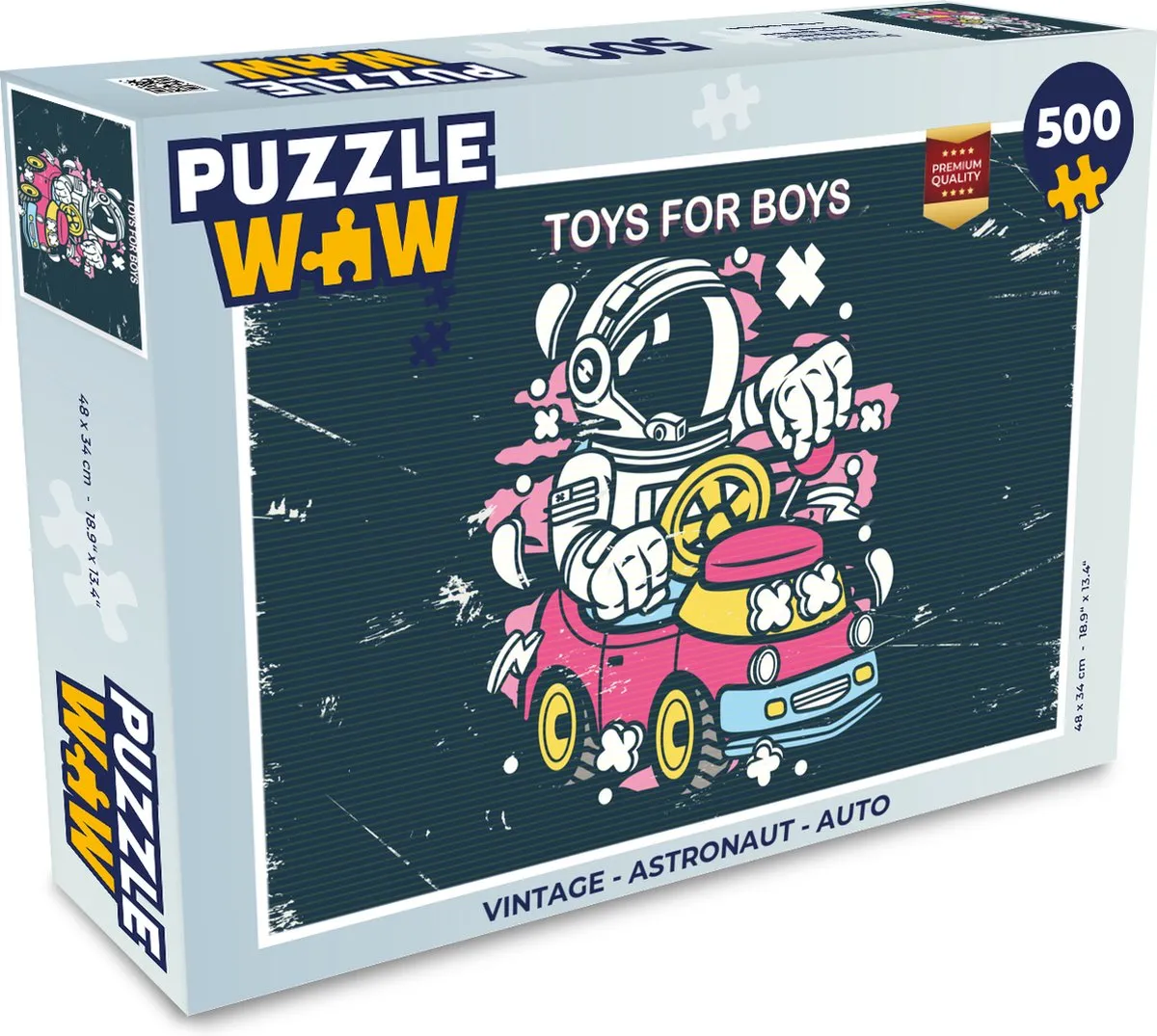 PuzzleWow Vintage Astronaut Legpuzzel 500 Stuks - Multicolor
