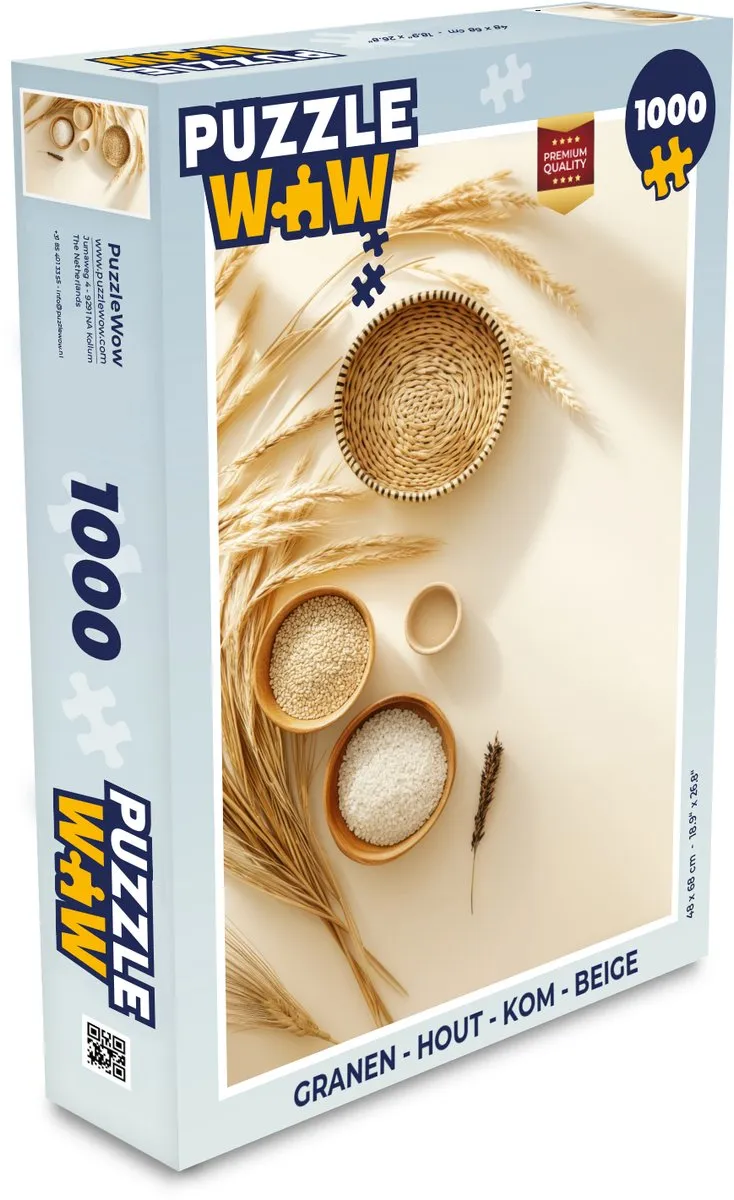 PuzzleWow Granen Legpuzzel 1000 Stuks - Beige