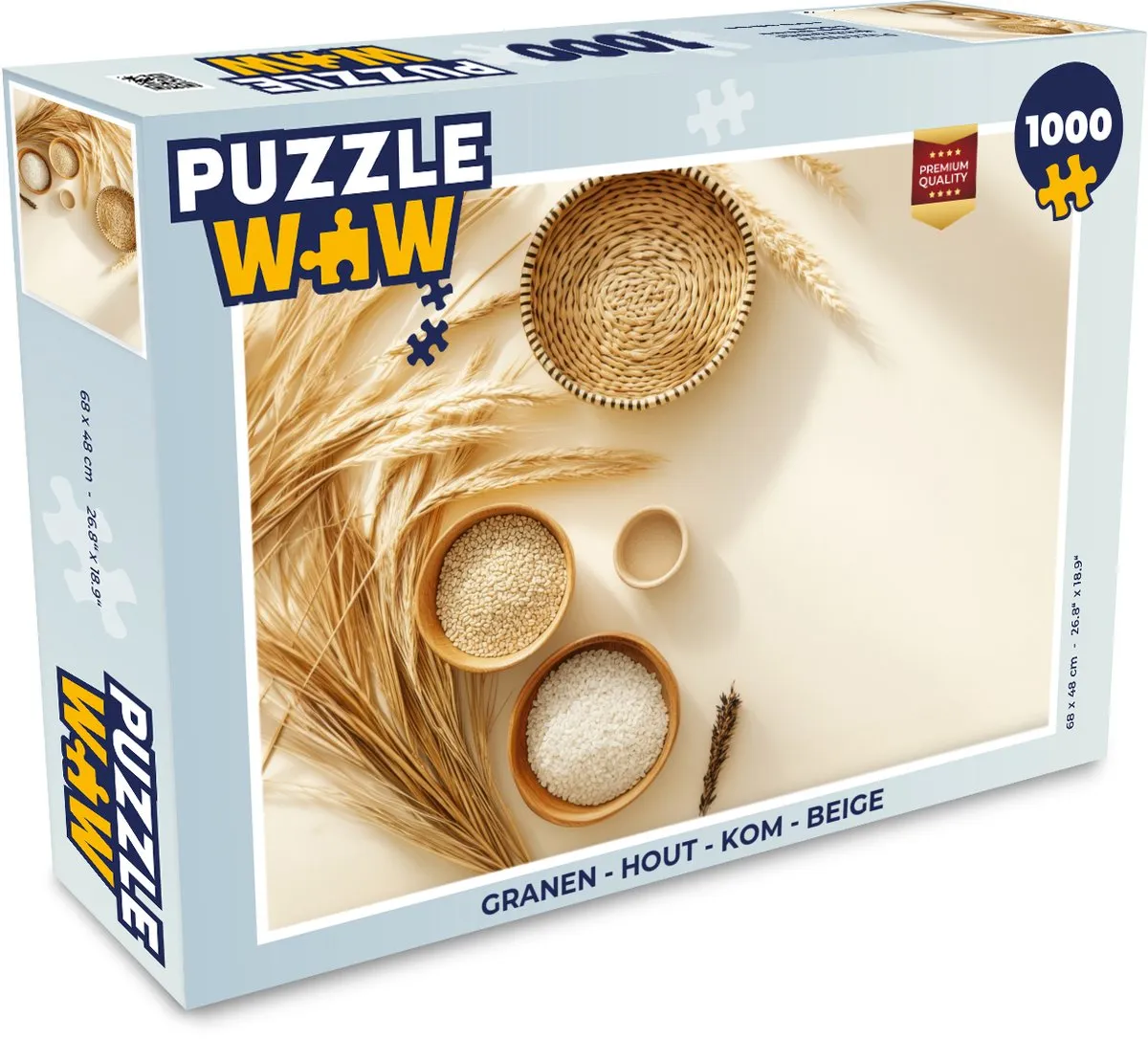PuzzleWow Granen Legpuzzel 1000 Stuks - Beige