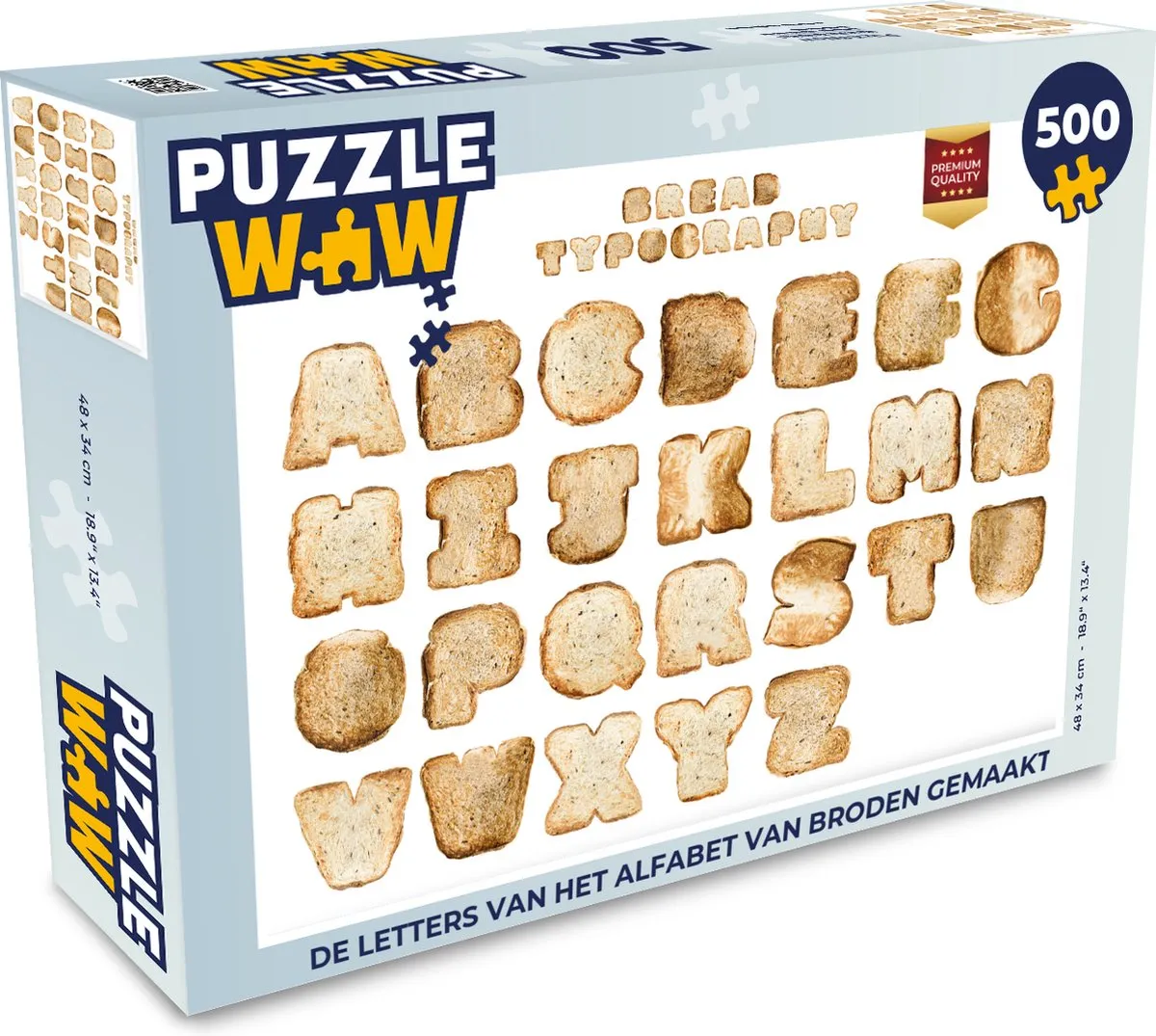 PuzzleWow Alfabet Broden Legpuzzel 500 Stuks - Multicolor