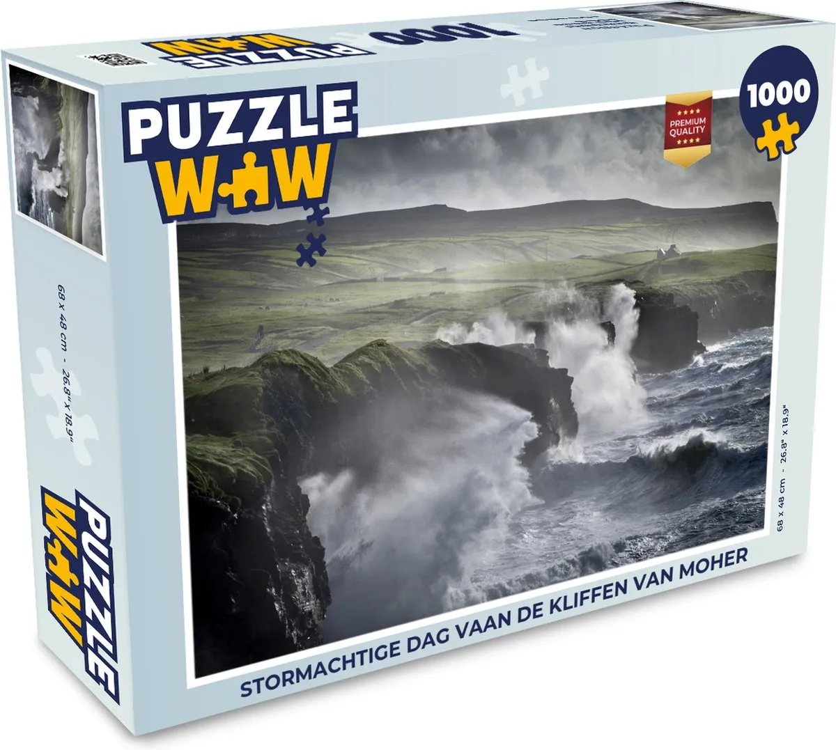 PuzzleWow Stormachtige dag Cliffs of Moher Legpuzzel 1000 Stuks - Multicolor