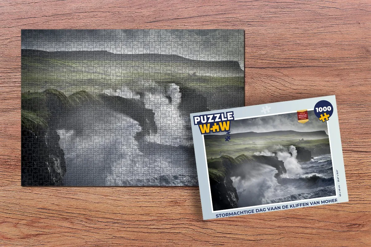 PuzzleWow Stormachtige dag Cliffs of Moher Legpuzzel 1000 Stuks - Multicolor